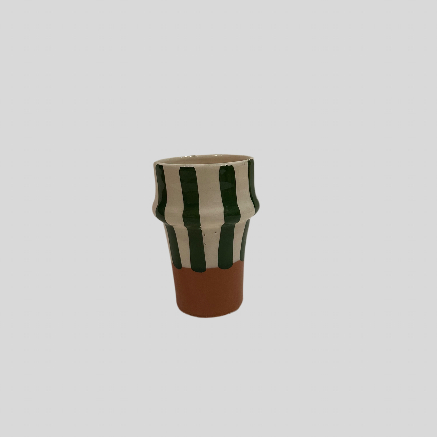 Beldi Moroccan Ceramic Cup (Green & White Stripe)