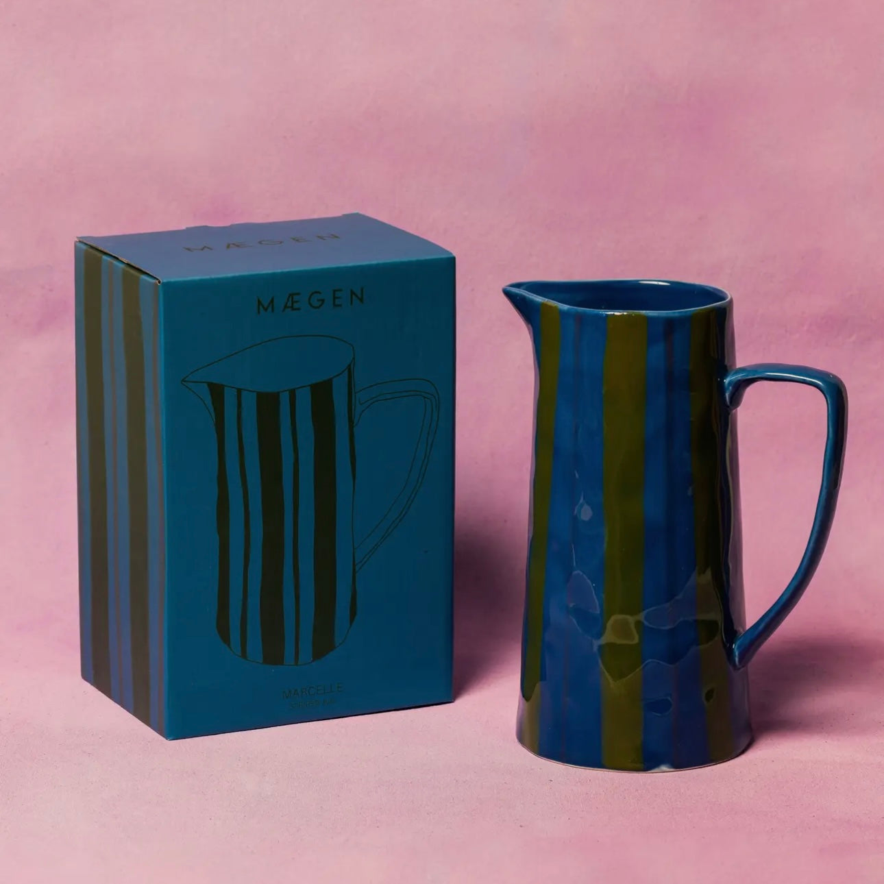 Blue & Green Stripe Jug