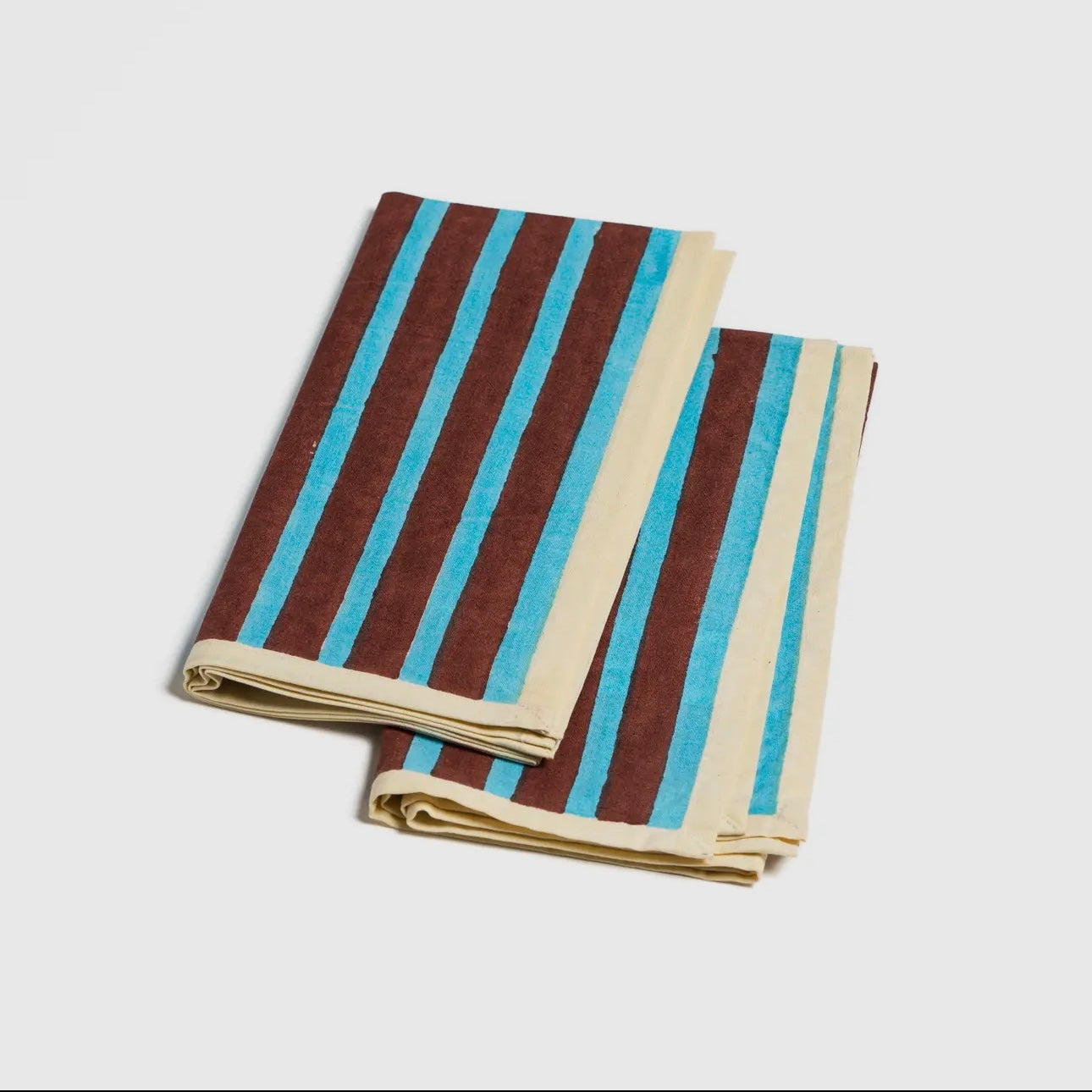 Block Stripe Napkins - Cyan / Russet