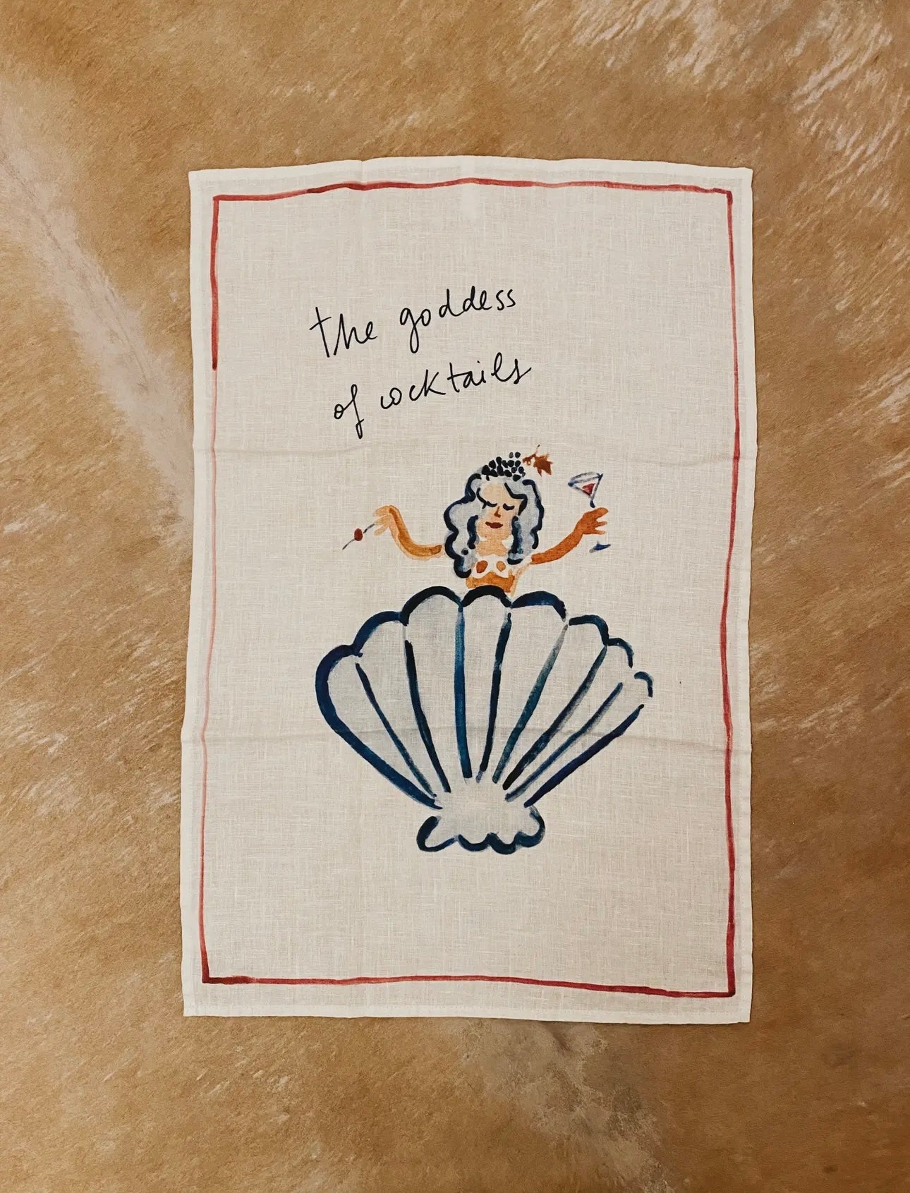 The Goddess of Cocktails - Linen Tea Towel