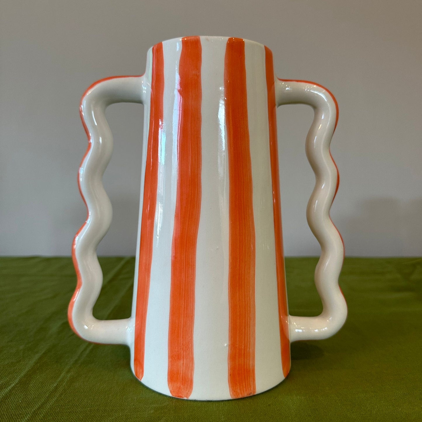 Orange and White Wiggle Vase
