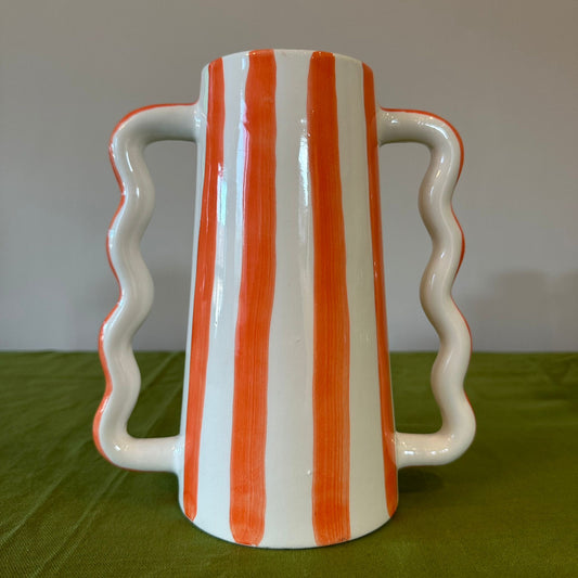 Orange and White Wiggle Vase