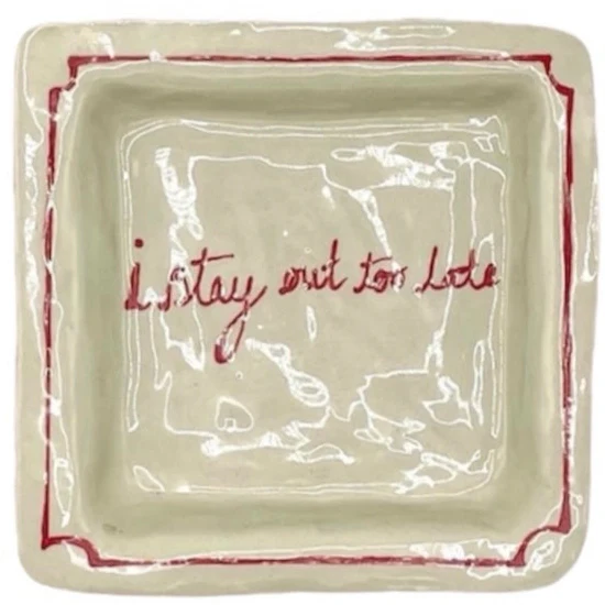 I Stay Out Too Late Trinket Tray - Vintage Red