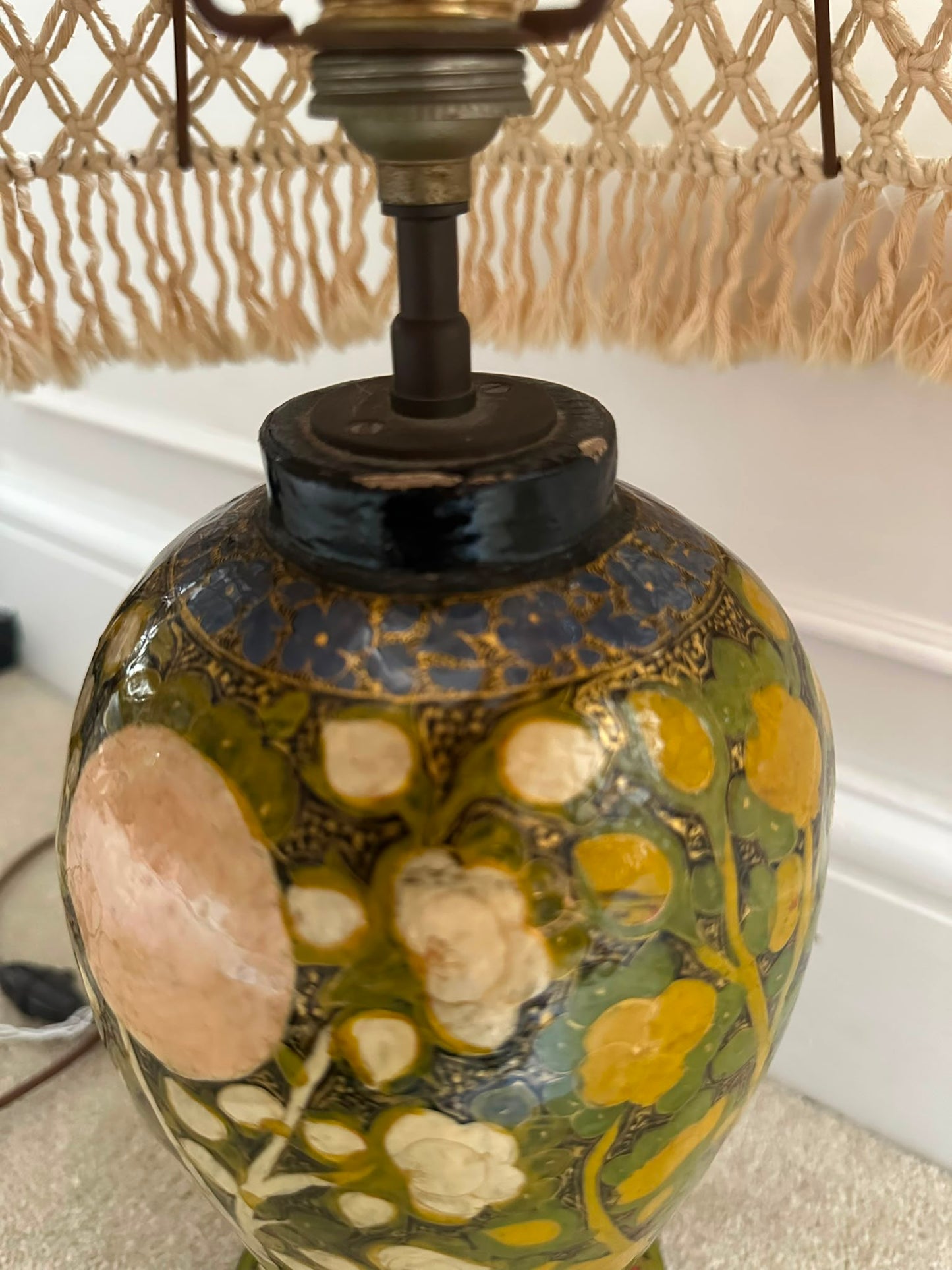 Bohemian Coastal Lamp With Macrame Shade