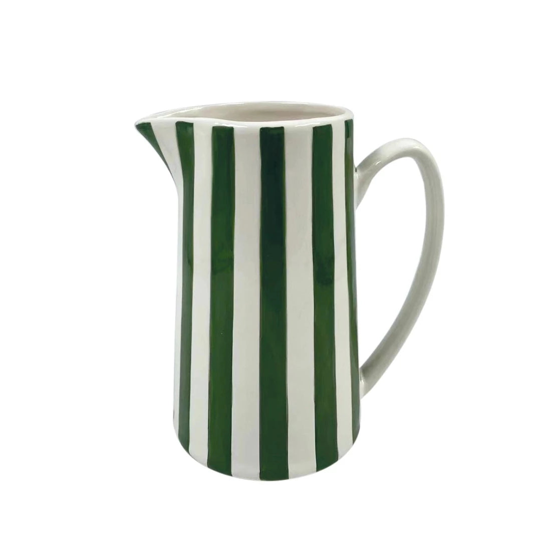 Green & White Stripe Pitcher