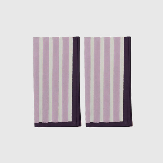 Block Stripe Napkins - Mauve / White