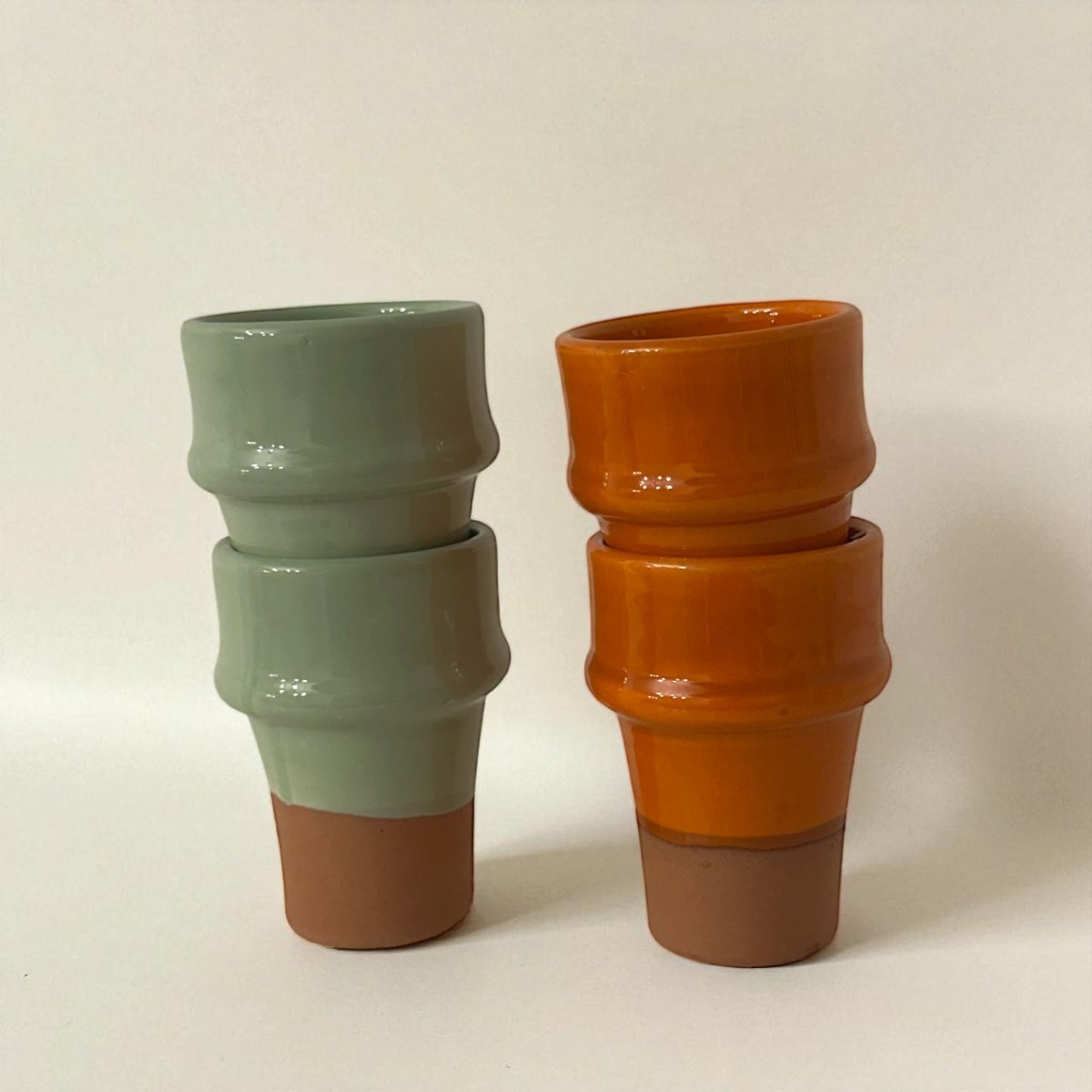 Beldi Moroccan Ceramic Cup (Orange & Terracotta)