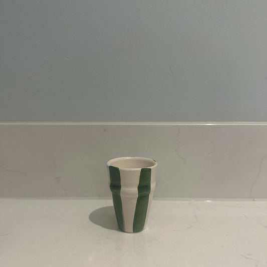 Green & White Moroccan Beldi Espresso Cup (Stripe)