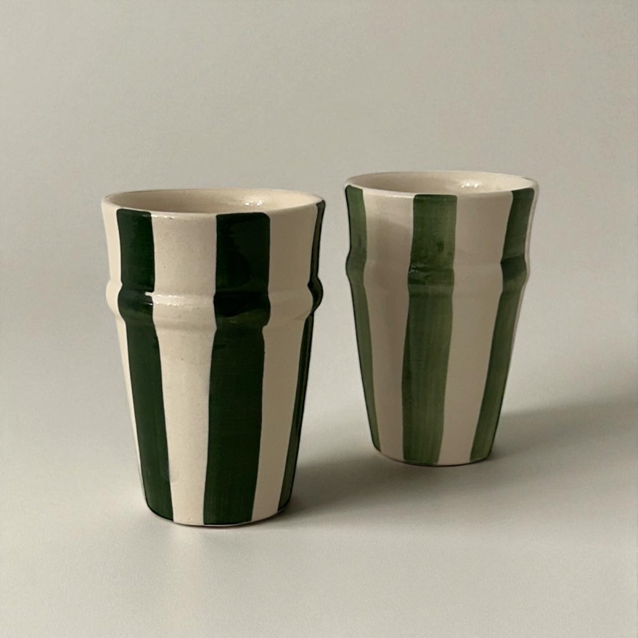 Green & White Moroccan Beldi Cup (Stripe)