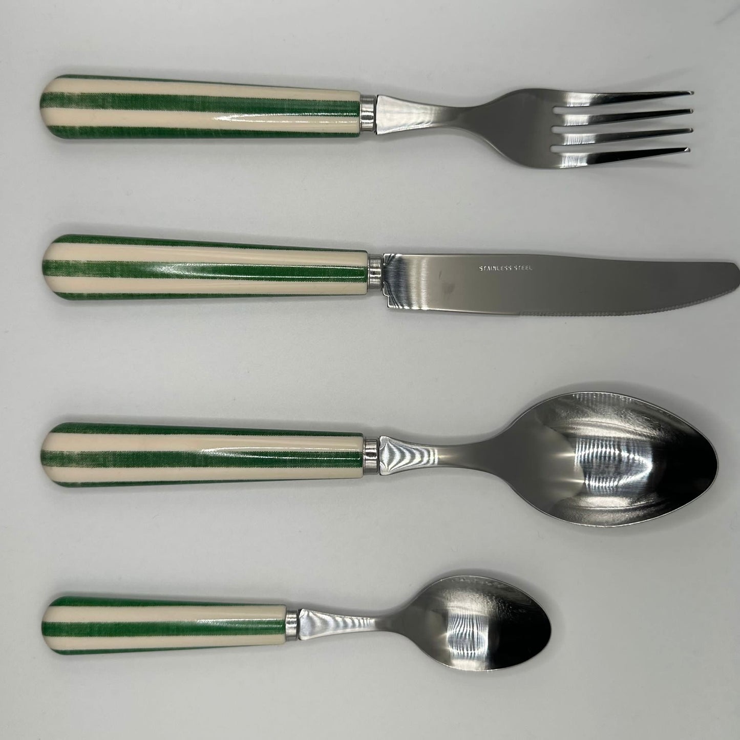 Alfred's Green Stripe Stainless Steel Table Spoons