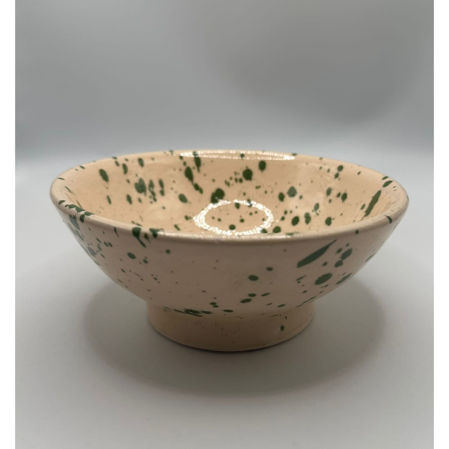 Moroccan Beldi Trinket Bowl (White & Green Splatter)