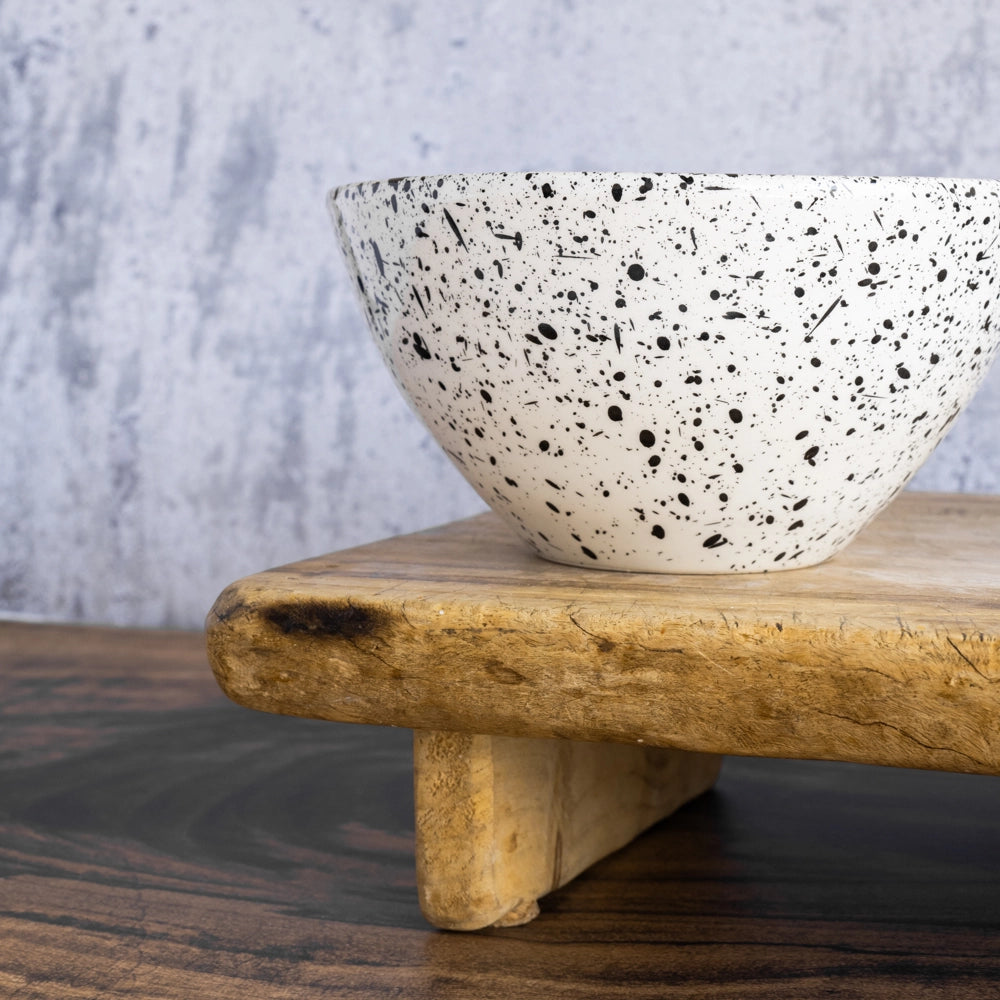 Large Ceramic Salad Bowl (Black & White Splatter)