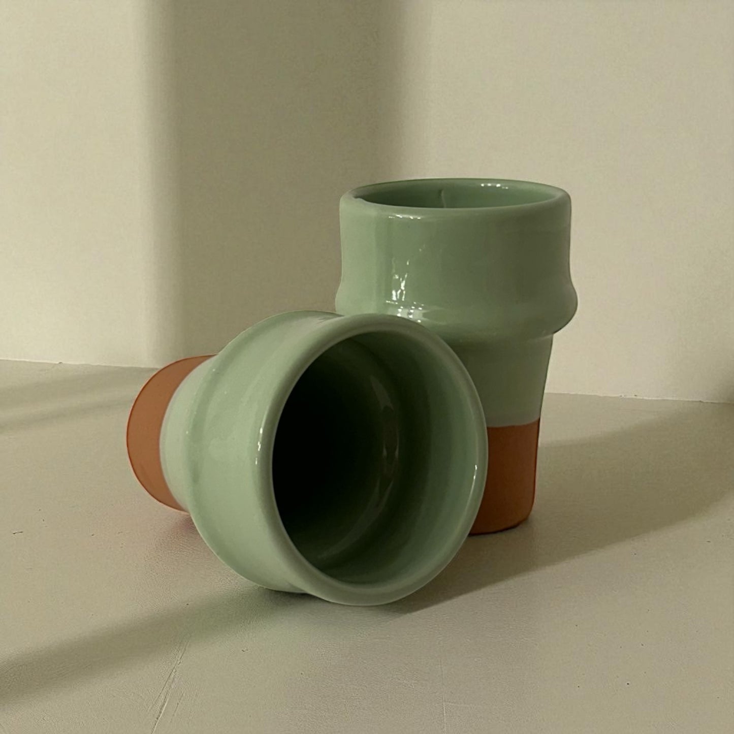 Beldi Moroccan Ceramic Cup (Matcha Green & Terracotta)