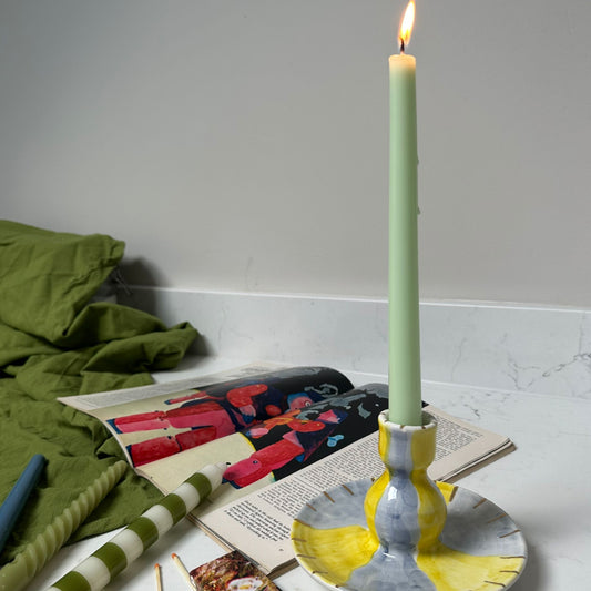 Yellow and Grey Check Candlestick