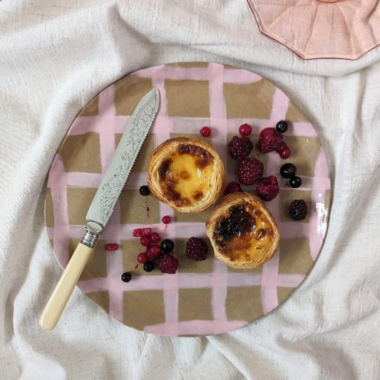 Pink Gingham Serving Platter
