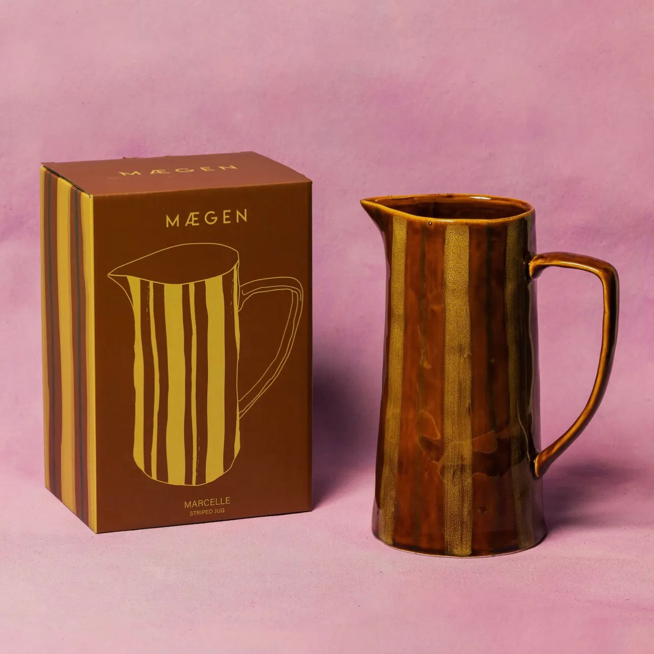 Ochre & Brown Stripe Jug