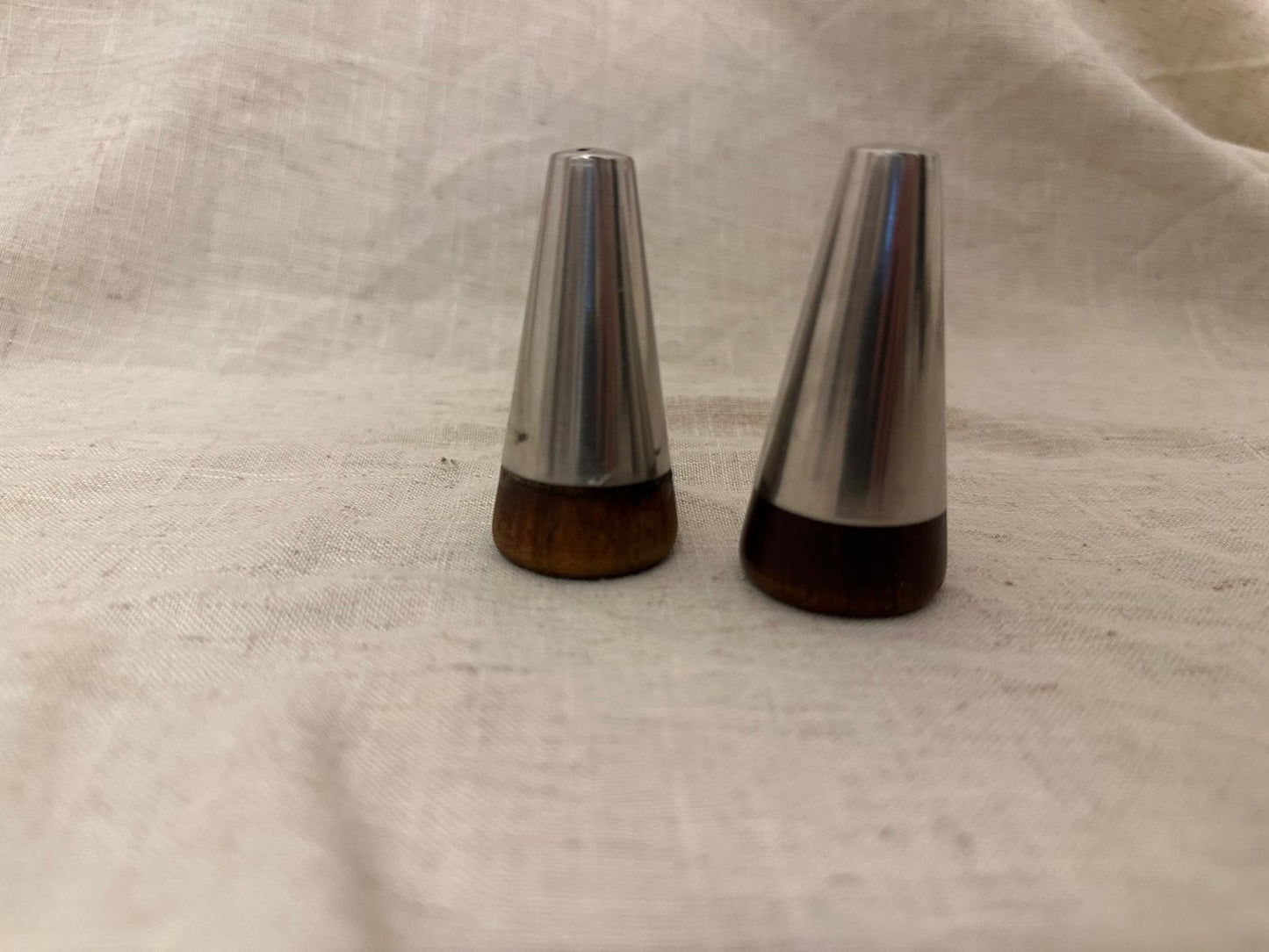 Vintage Teak & Chrome Salt & Pepper Set