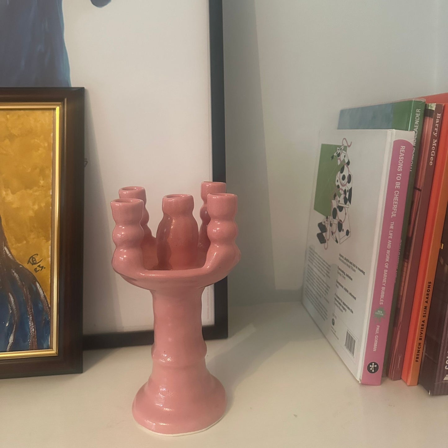 5-Head Ceramic Candelabra - Pink