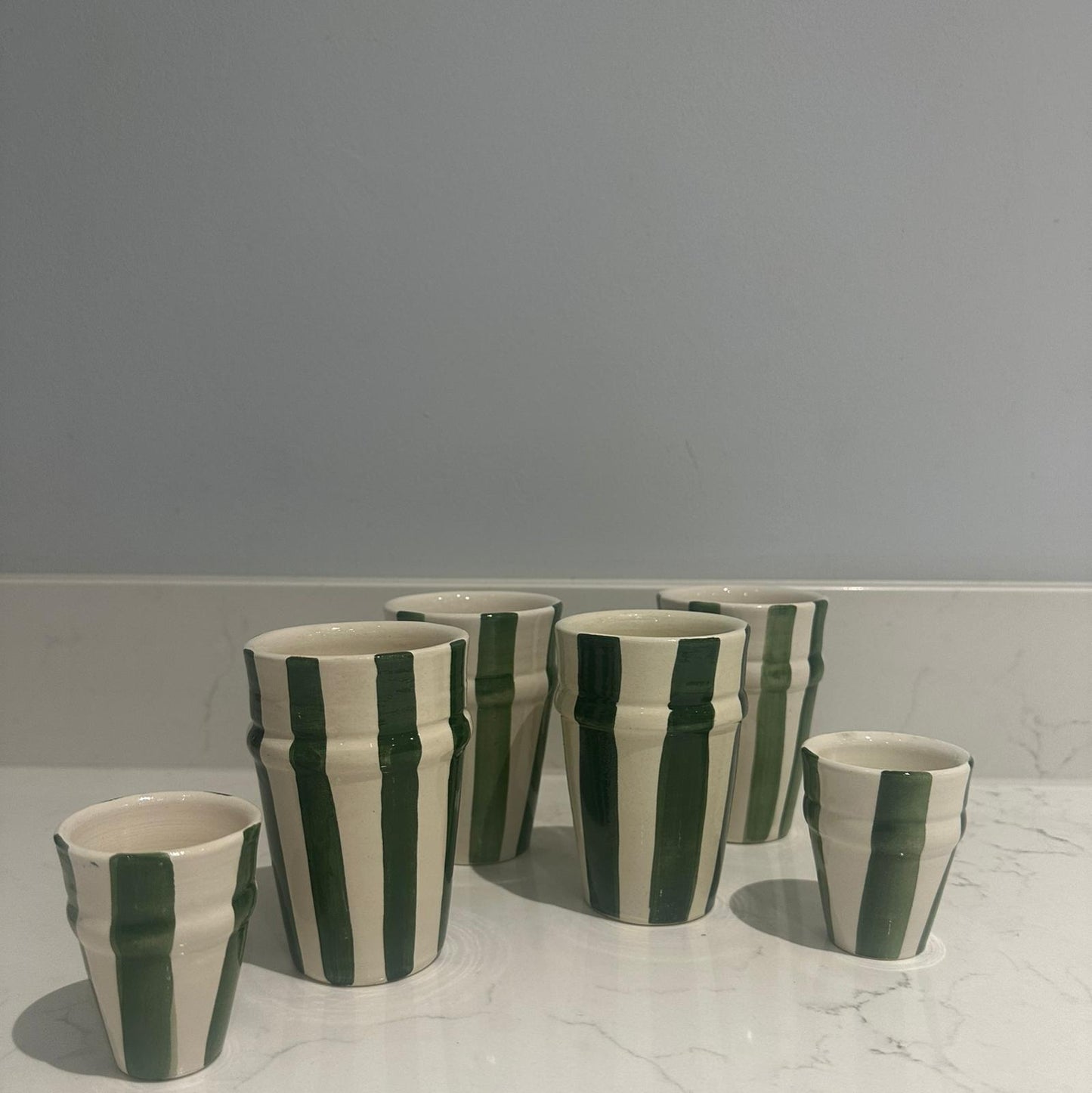 Green & White Moroccan Beldi Espresso Cup (Stripe)