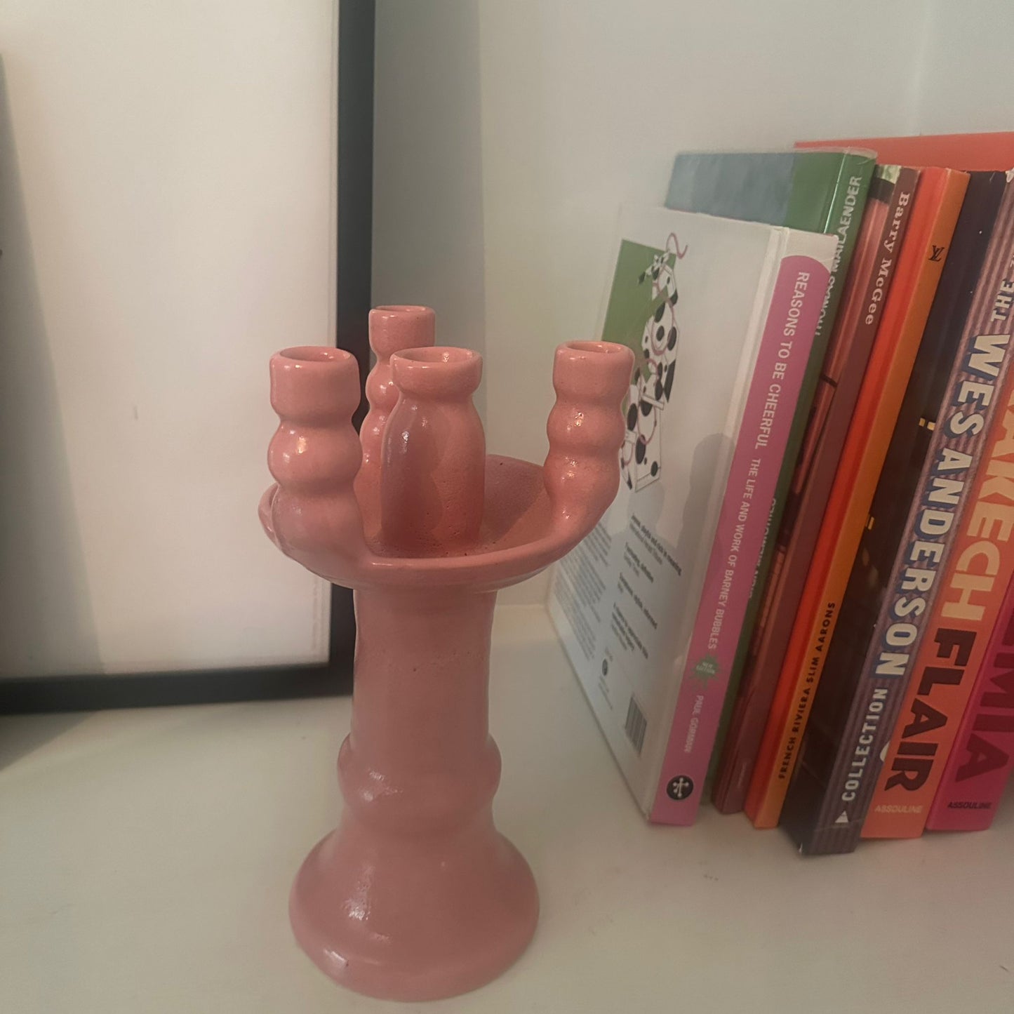 4-Head Ceramic Candelabra - Pink