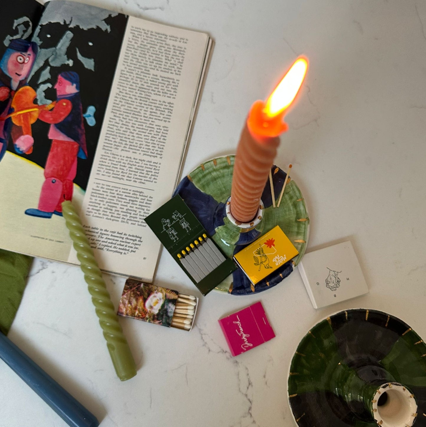 Green and Blue Candlestick