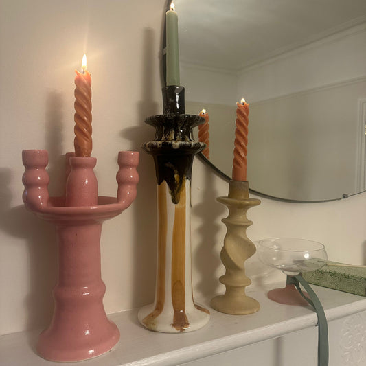 4-Head Ceramic Candelabra - Pink