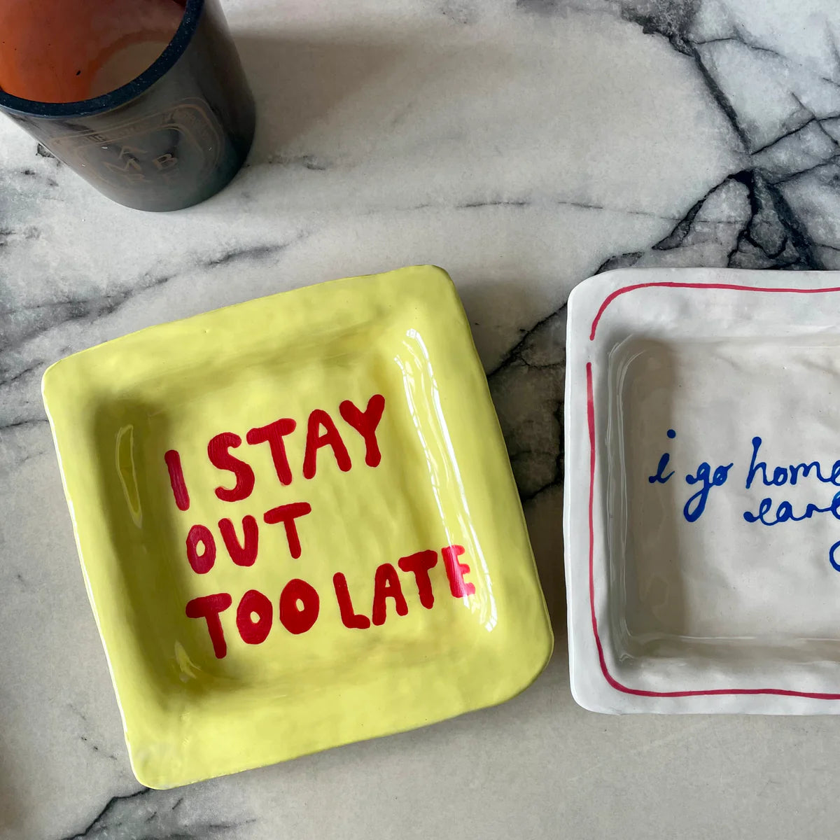 I Stay Out Too Late Trinket Tray - Yellow & Red