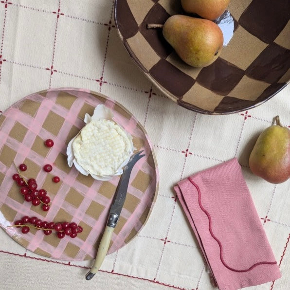 Pink Gingham Serving Platter