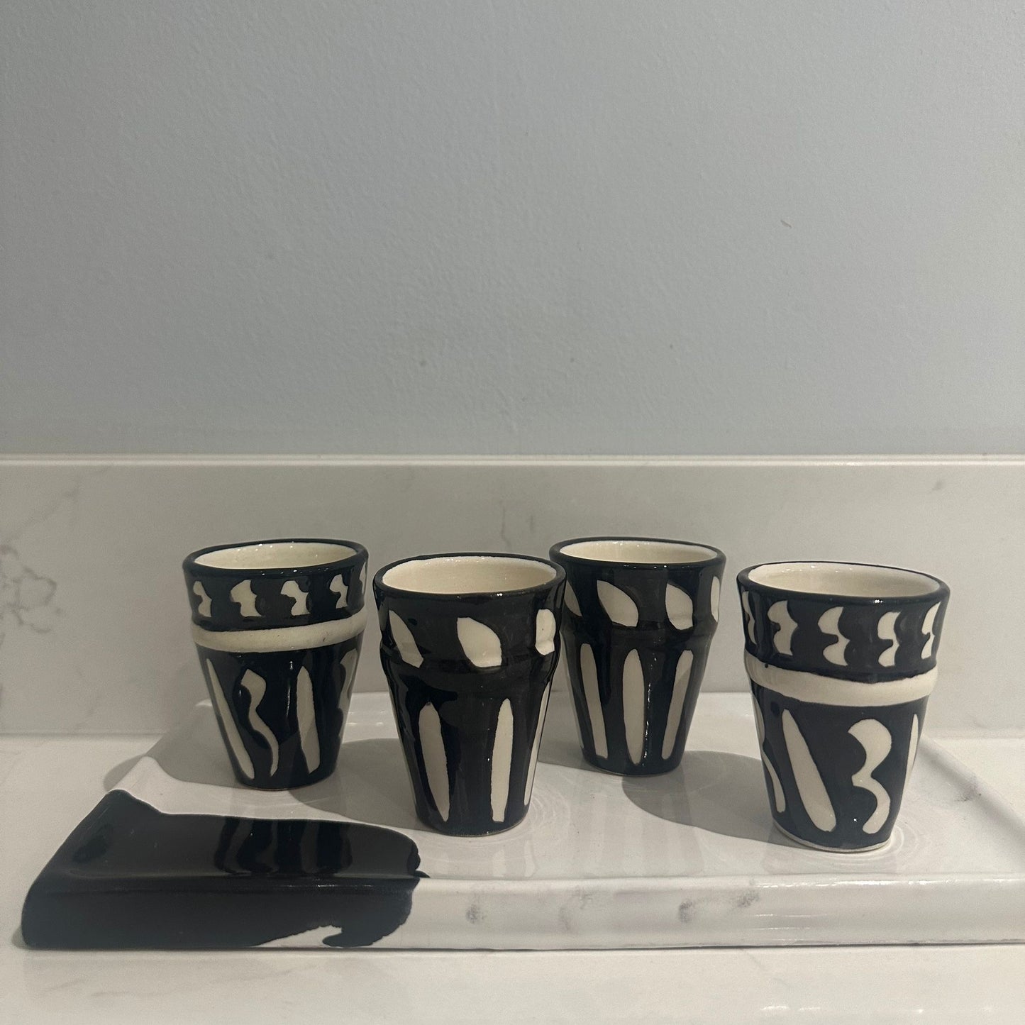 Black Moroccan Beldi Espresso Cup (Squiggle)