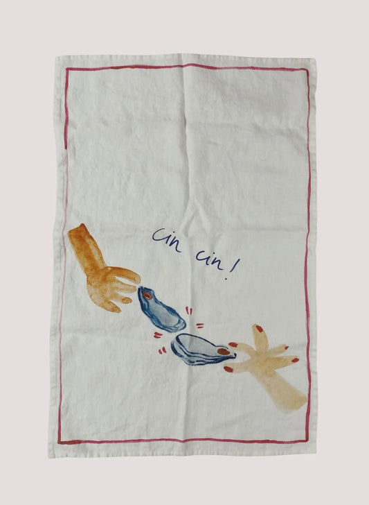 Oyster Cheers - Linen Tea Towel