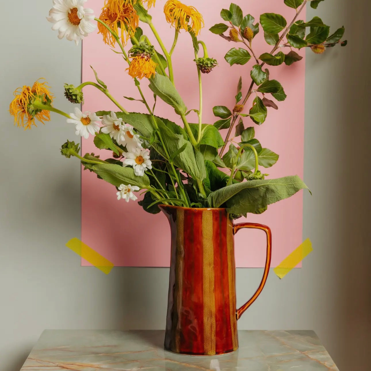 Ochre & Brown Stripe Jug