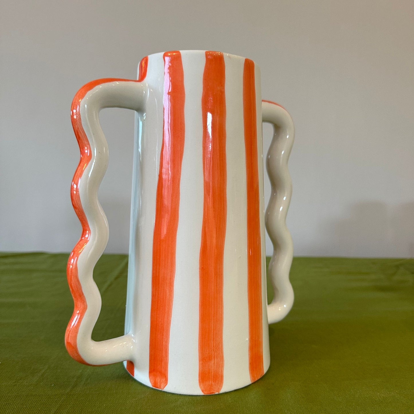 Orange and White Wiggle Vase