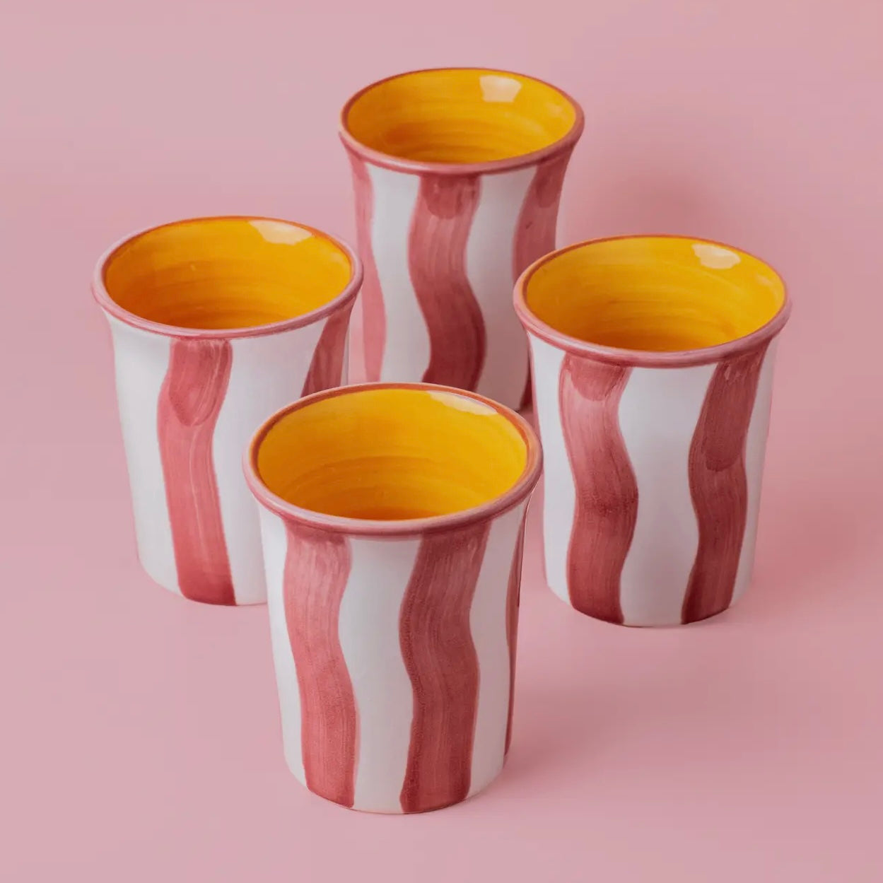 Ceramic Breakfast Tumbler (Pink & White Stripe)