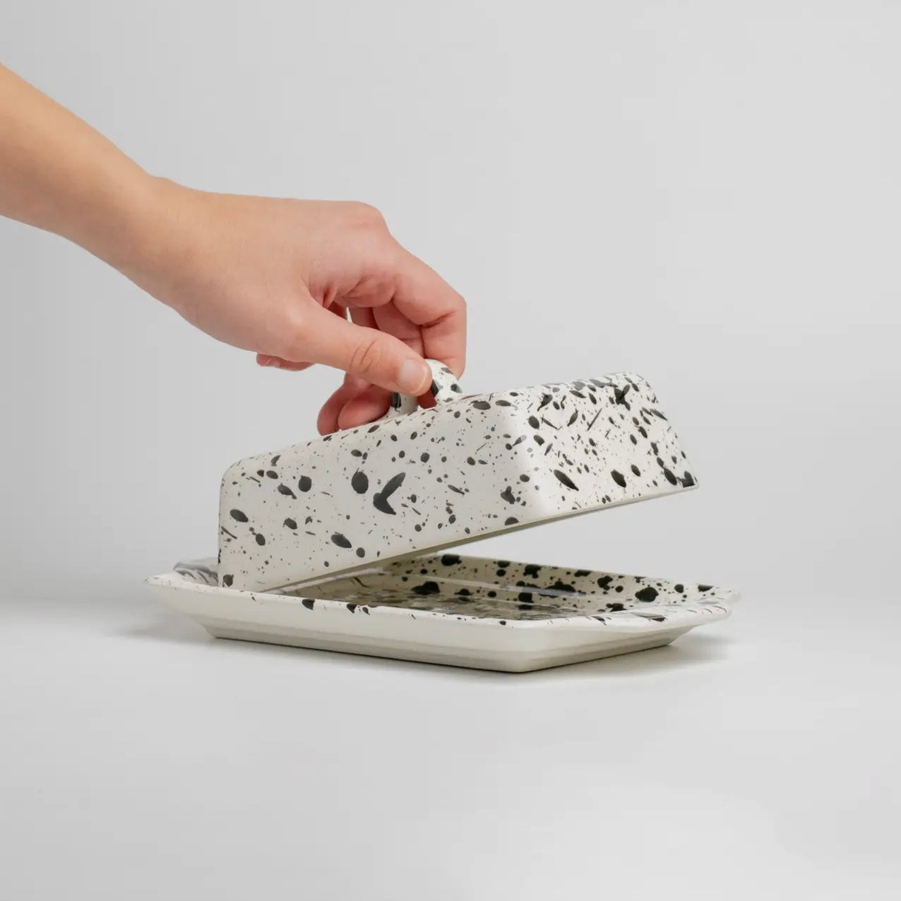 Black & White Splatter Butter Dish