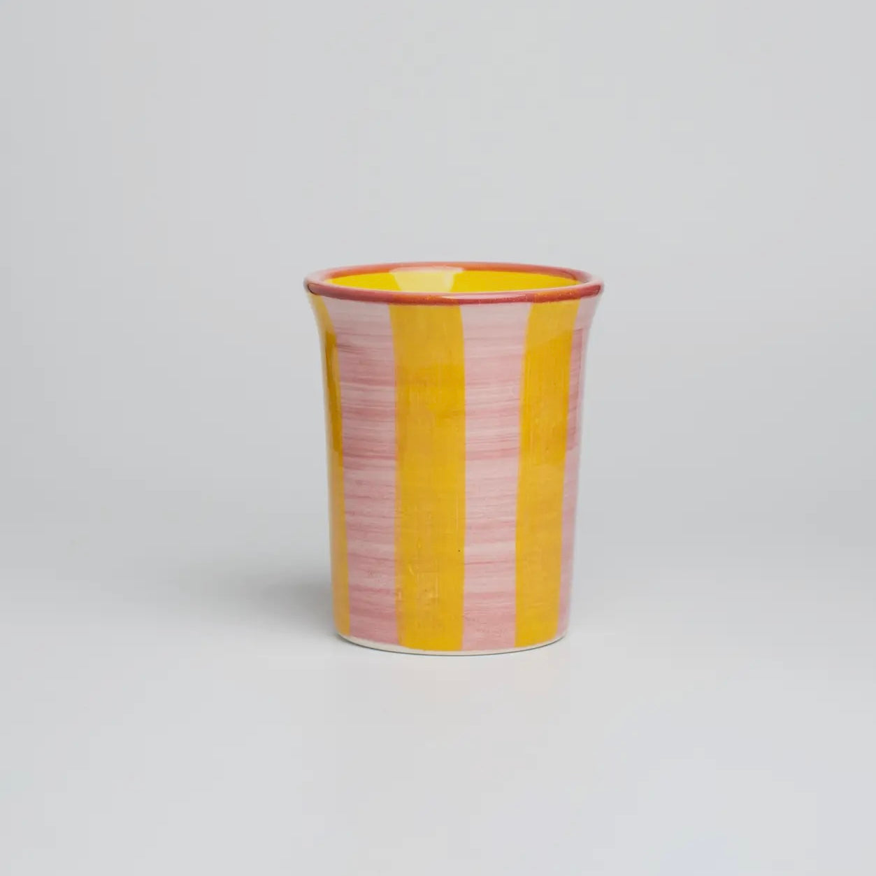 Ceramic Breakfast Tumbler (Pink & Yellow Stripe)