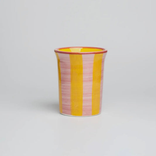 Ceramic Breakfast Tumbler (Pink & Yellow Stripe)