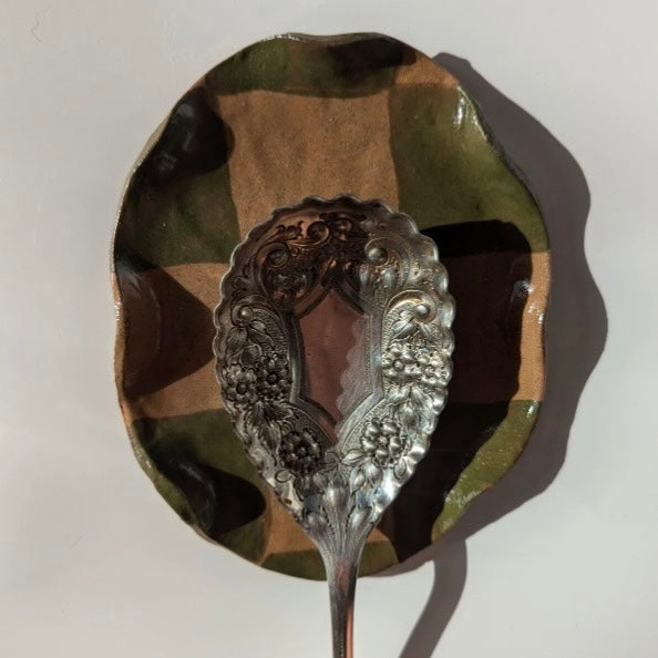 Smokey Olive Check Spoon Rest
