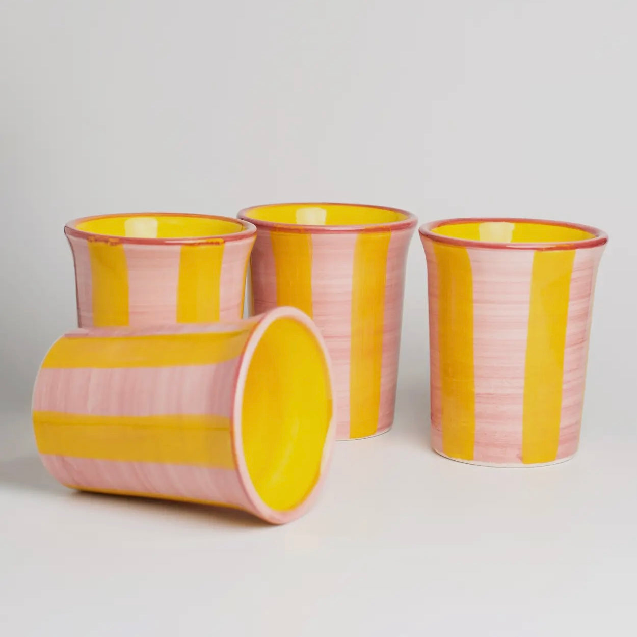 Ceramic Breakfast Tumbler (Pink & Yellow Stripe)