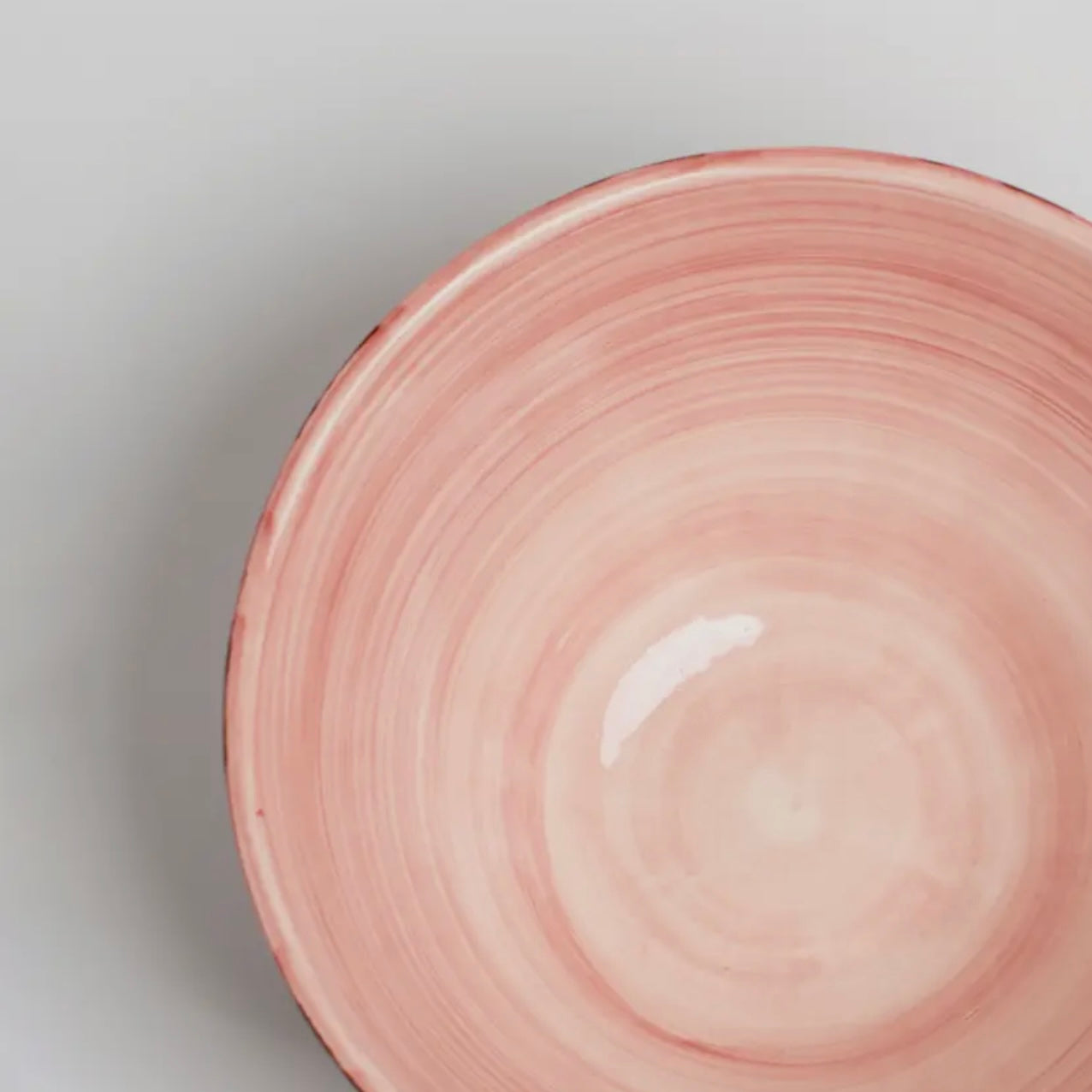 Large Ceramic Salad Bowl (Pink & Brown Stripe)