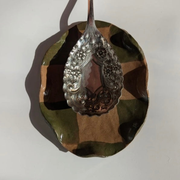 Smokey Olive Check Spoon Rest
