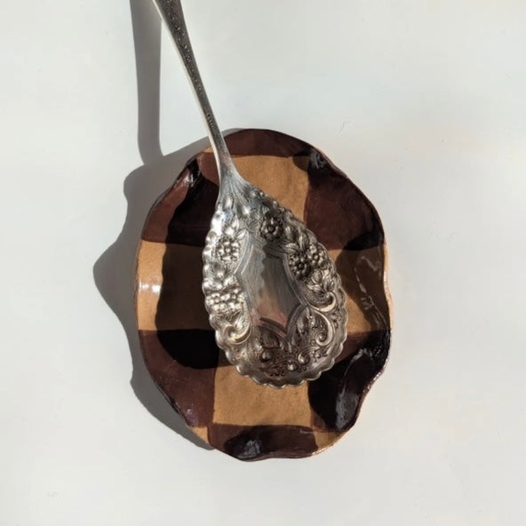 Brown Check Spoon Rest