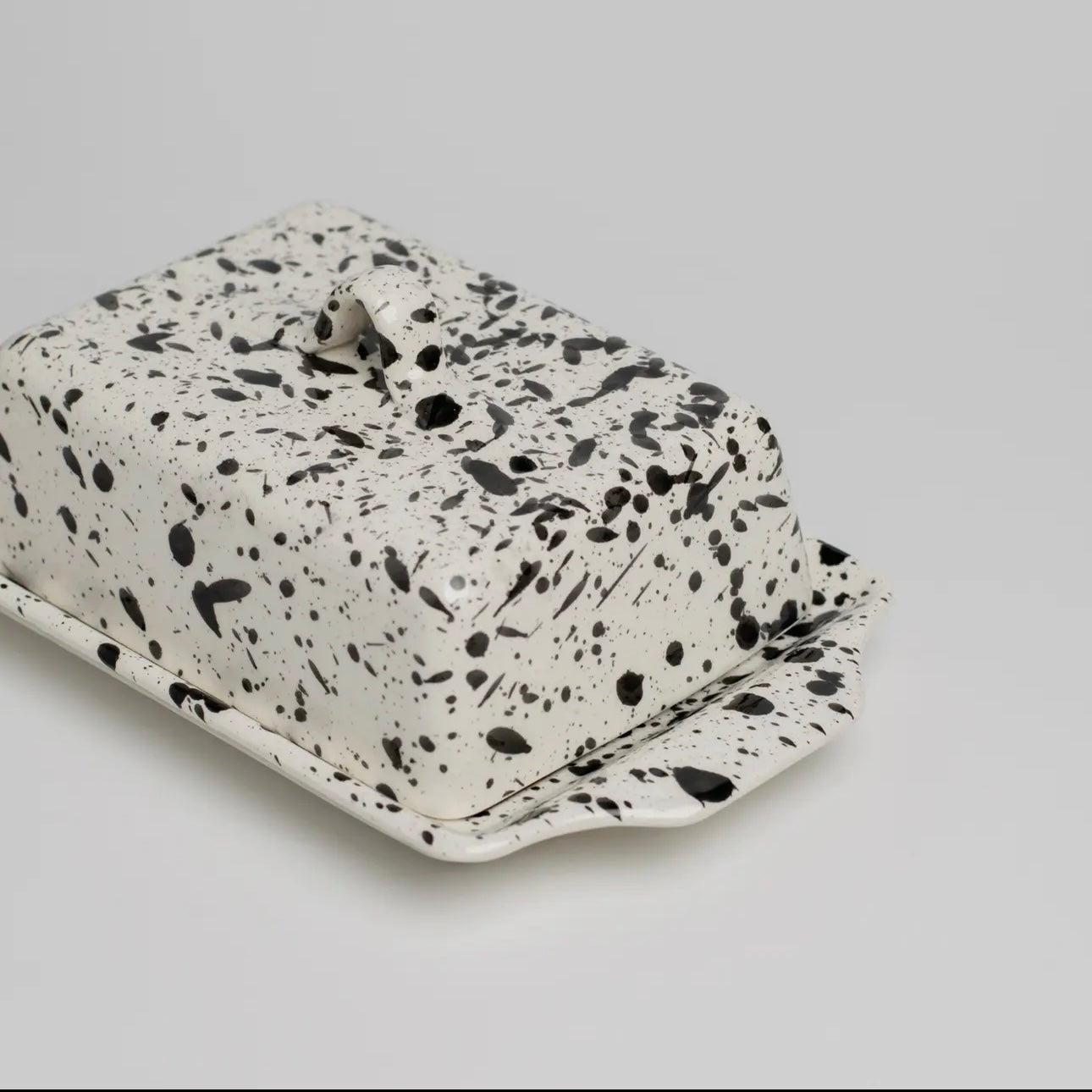 Black & White Splatter Butter Dish