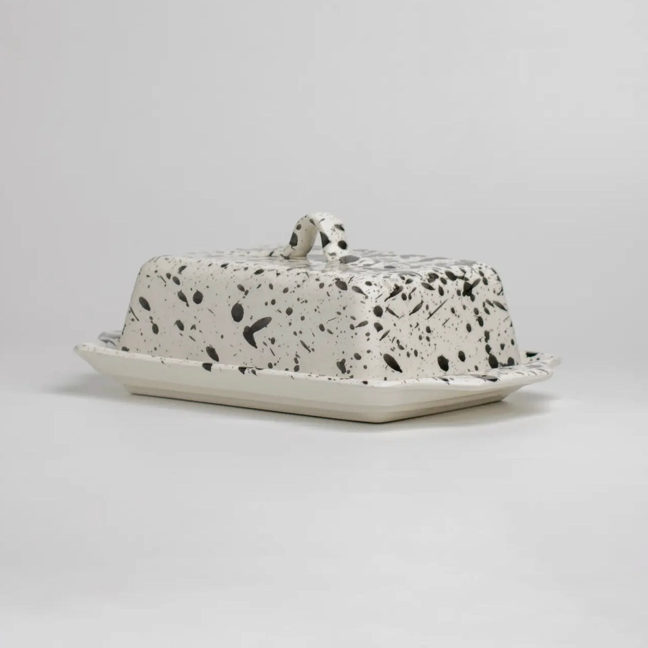 Black & White Splatter Butter Dish