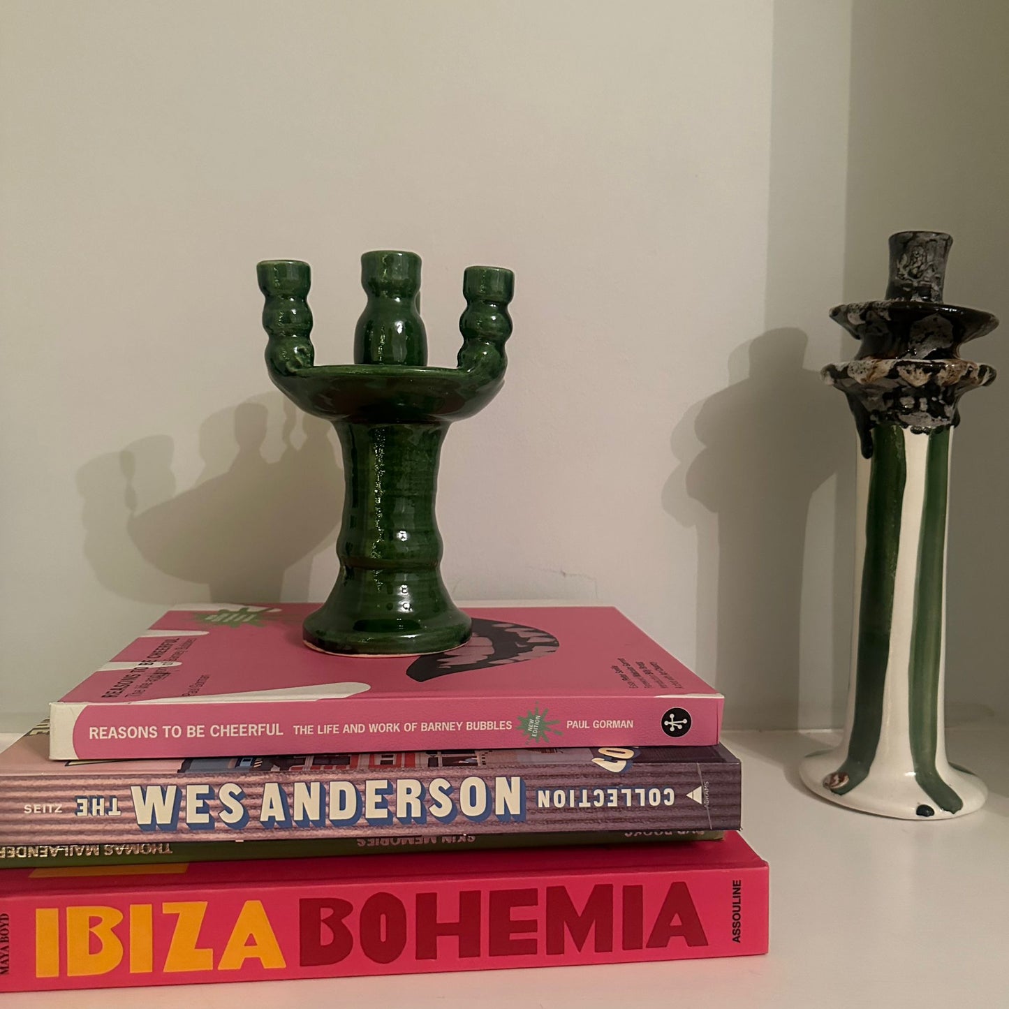 5-Head Ceramic Candelabra - Green