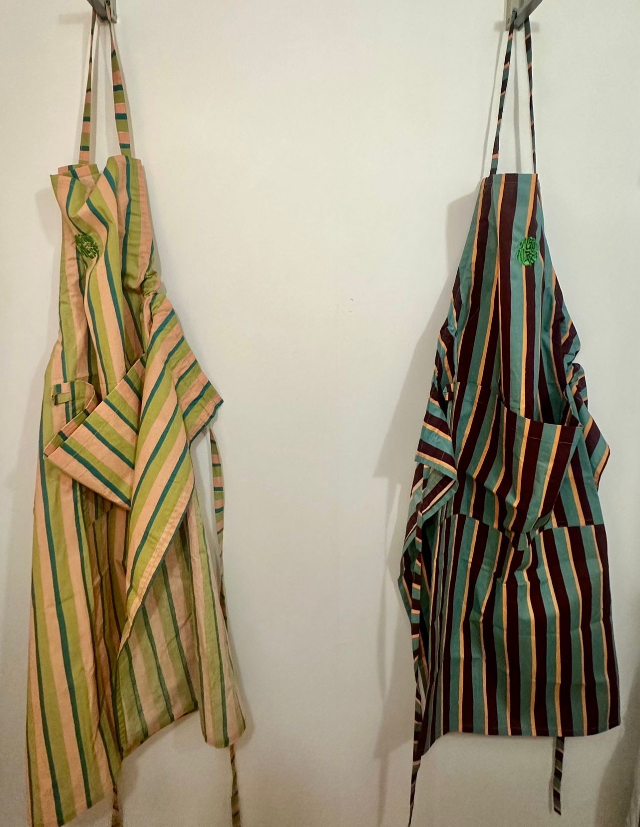 Alfred's Apron - Green & Pink Stripe