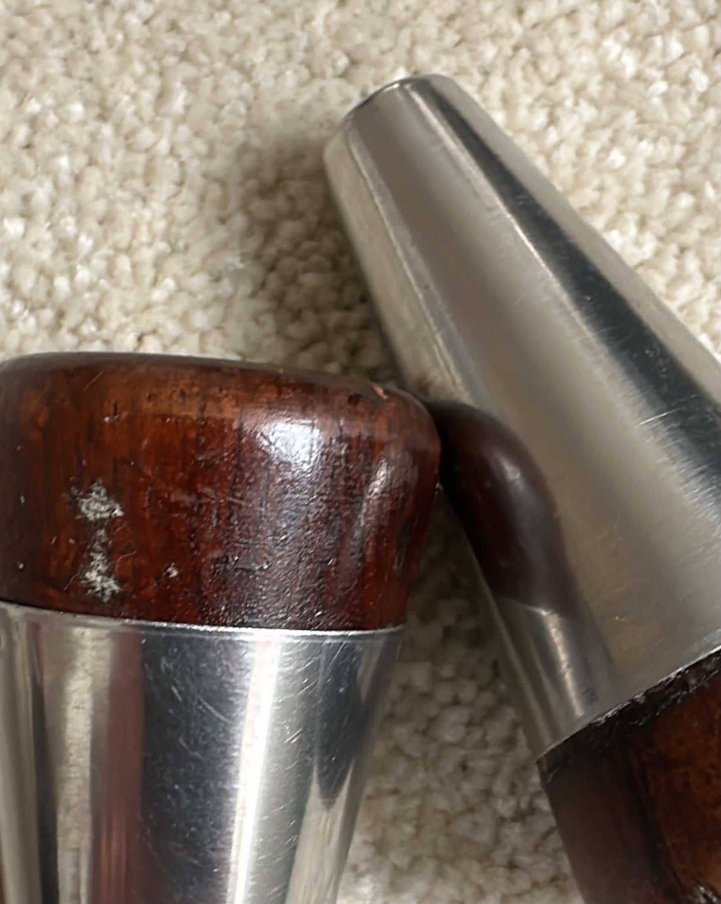 Vintage Teak & Chrome Salt & Pepper Set