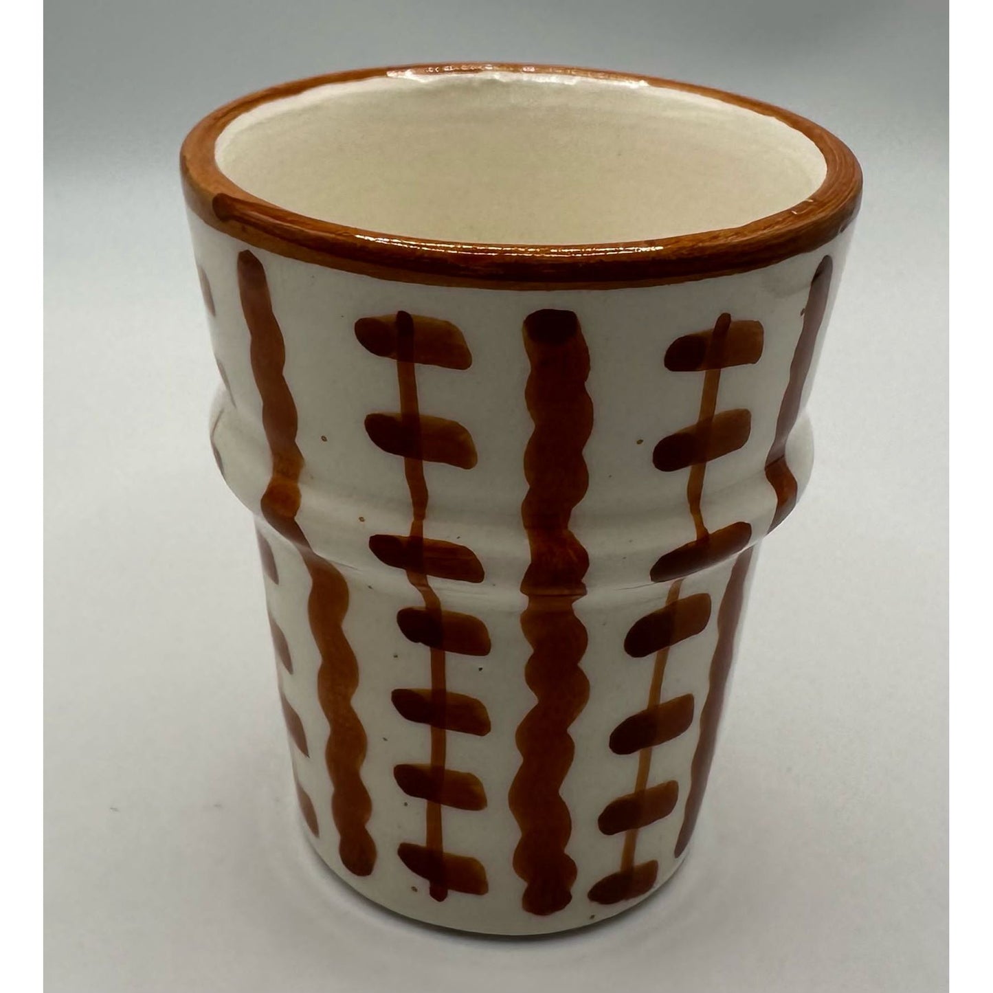 Moroccan Tea Cup Fez (Brown & White Pattern)