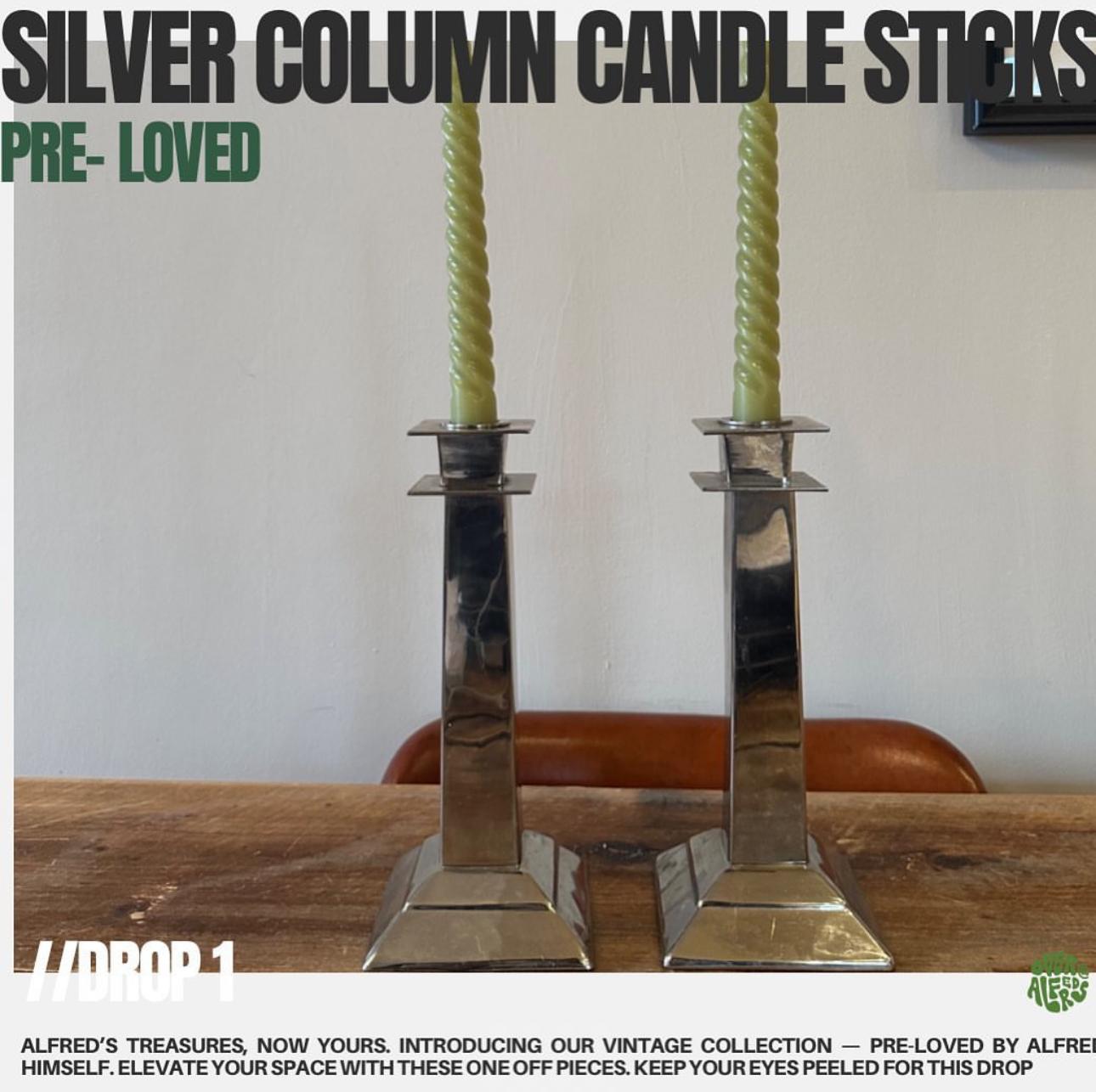 Silver Column Candle Sticks