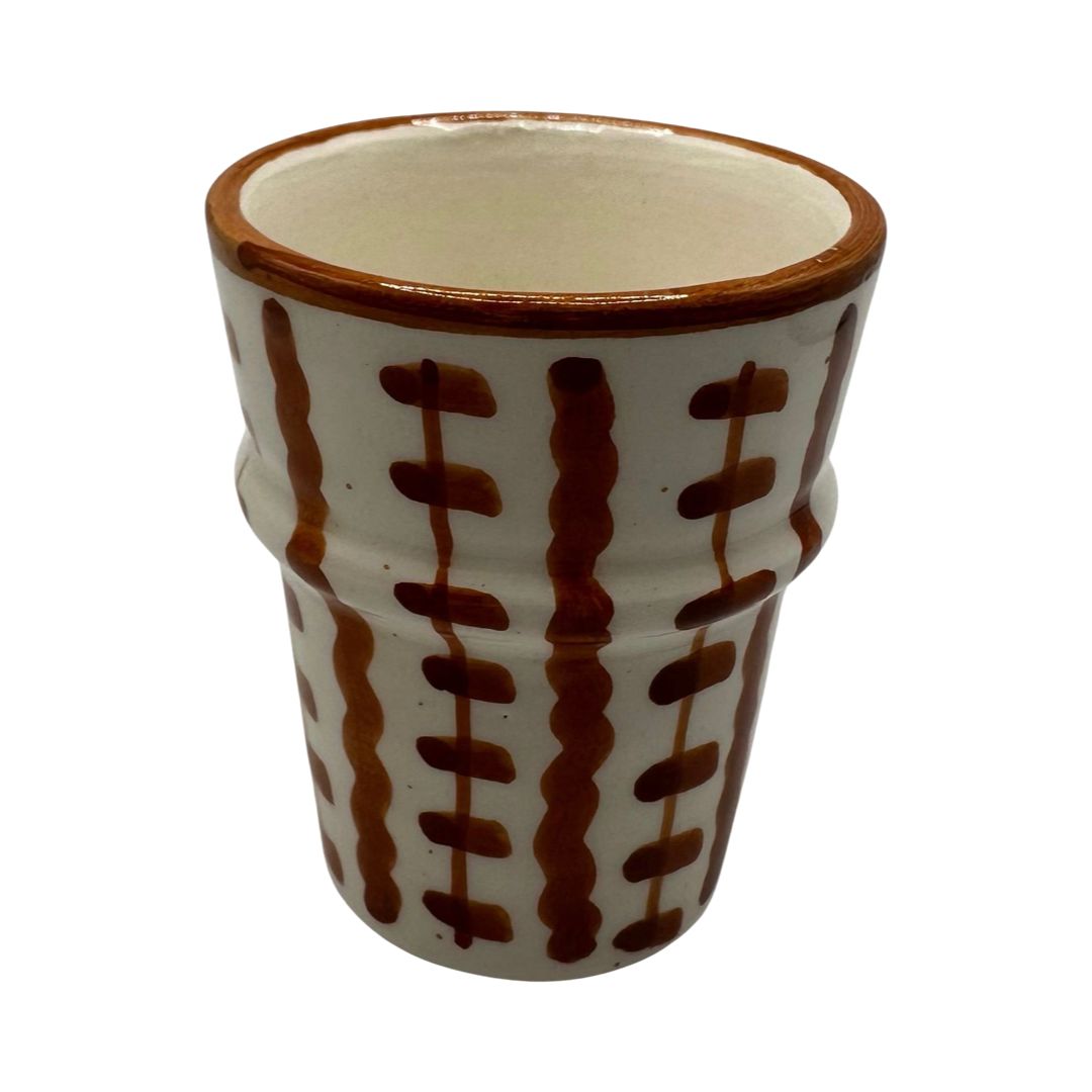 Moroccan Tea Cup Fez (Brown & White Pattern)