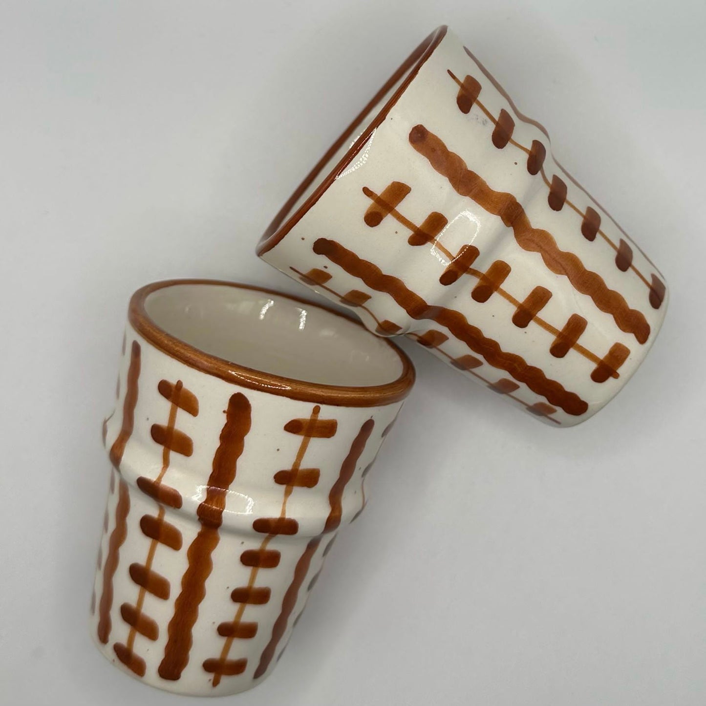 Moroccan Tea Cup Fez (Brown & White Pattern)